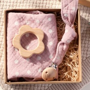 Pacifier Clip Chain, Teething Bracelet and Towel Box Set