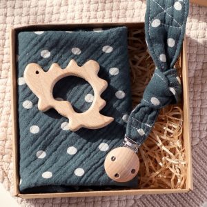 Pacifier Clip Chain, Teething Bracelet and Towel Box Set