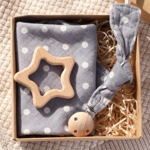 Pacifier Clip Chain, Teething Bracelet and Towel Box Set