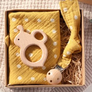 Pacifier Clip Chain, Teething Bracelet and Towel Box Set