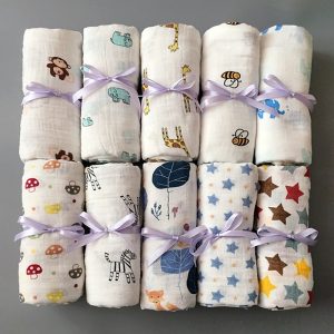 100% Cotton Newborn Baby Blankets & Swaddles