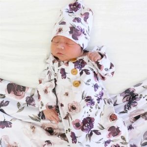 Classic Cotton Newborn Baby Long Sleeve Swaddle & Wrap with Hat