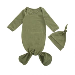 Soft Cotton Long Sleeve Baby Swaddle & Hat Set