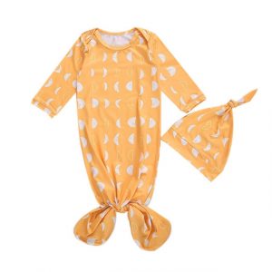 Soft Cotton Long Sleeve Baby Swaddle & Hat Set