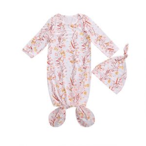 Soft Cotton Long Sleeve Baby Swaddle & Hat Set