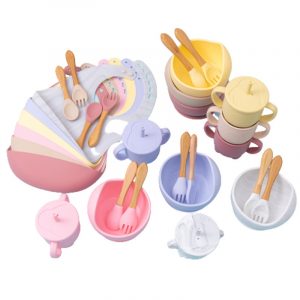 5pcs BPA Free Baby Silicone Tableware Set