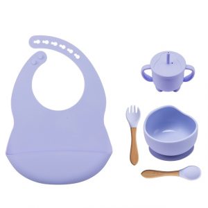 5pcs BPA Free Baby Silicone Tableware Set