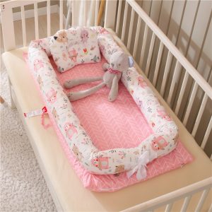 Foldable & Washable Bionic Baby Crib with Bed Bumper