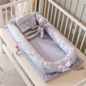 Foldable & Washable Bionic Baby Crib with Bed Bumper