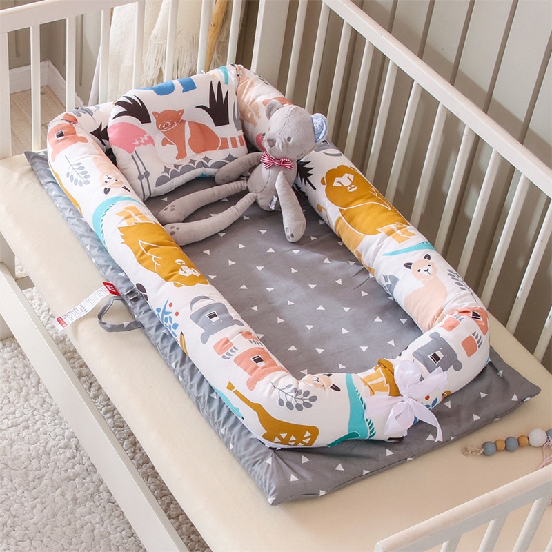 Foldable & Washable Bionic Baby Crib with Bed Bumper