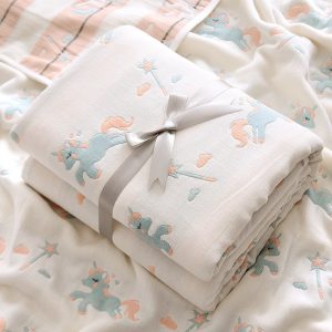 Cotton Baby Bath Towel / Blankets with Four Layers of Gauze