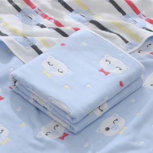 Cotton Baby Bath Towel / Blankets with Four Layers of Gauze