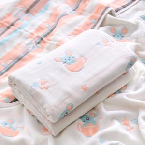 Cotton Baby Bath Towel / Blankets with Four Layers of Gauze