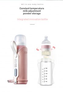 3 in 1 Baby Travel Feeding Bottle Set with Milk Powder Storage and USB Thermal Bag