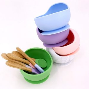 BPA Free Silicone Baby Feeding Bowl & Spoon Set