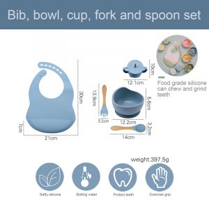 5pcs BPA Free Baby Silicone Tableware Set