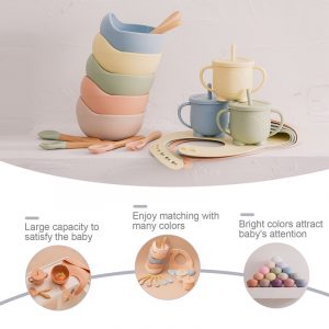 5pcs BPA Free Baby Silicone Tableware Set