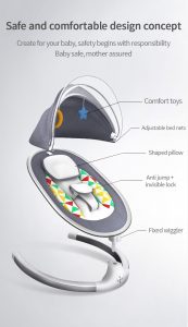 Smart Electric Rocking Baby Cradle Crib with Intelligent Remote Control