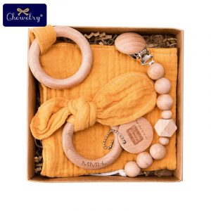 Pacifier Clip Chain, Teething Bracelet and Towel Box Set