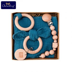 Pacifier Clip Chain, Teething Bracelet and Towel Box Set