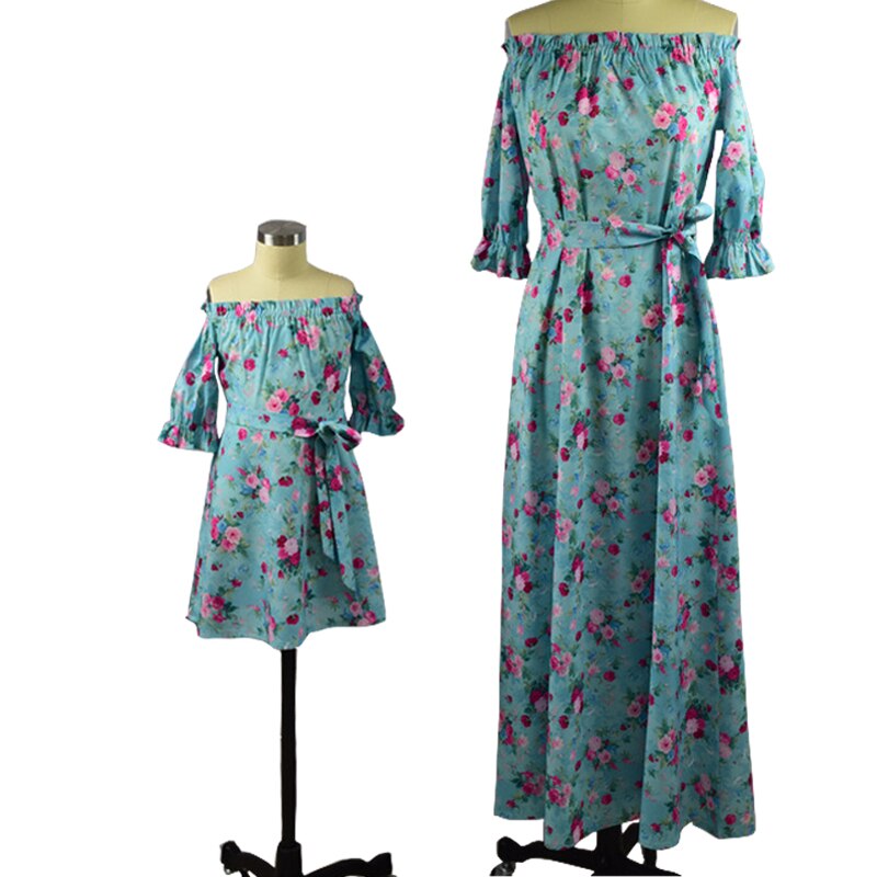 Lotus Sleeve Mom & Daughter Summer Printed Dress