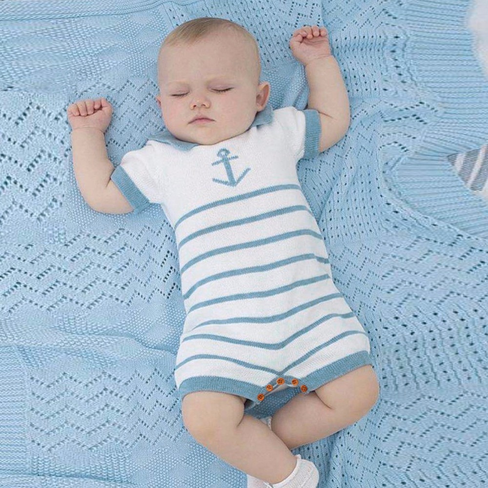 Baby Summer Cotton Knitted Stripe Jumpsuit & Romper