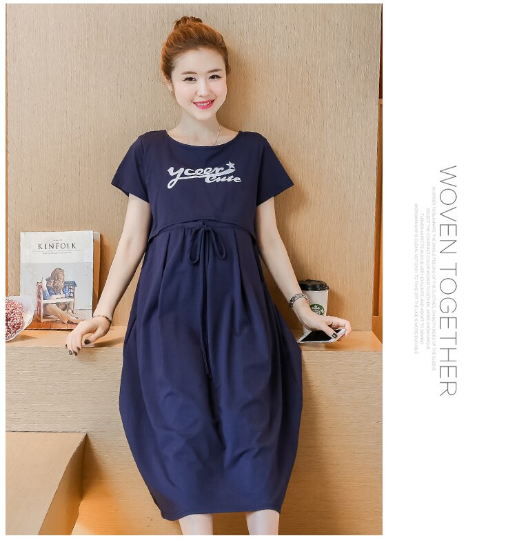 Elegant Korean Style Summer Maternity Dress