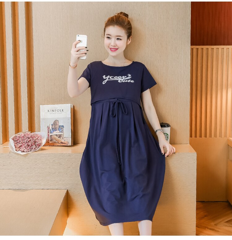 Elegant Korean Style Summer Maternity Dress