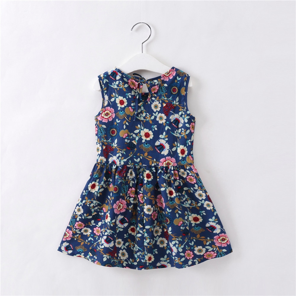 1-7 Years Baby Girls Sleeveless Flower Print Dresses Clothes Kids ...