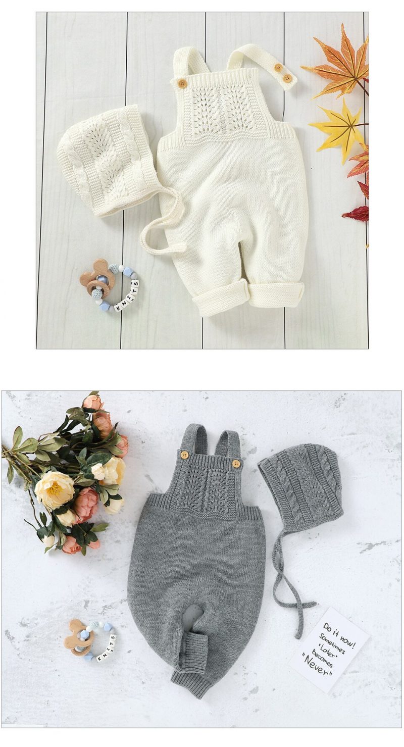 2Pcs Baby Sleeveless Knitted Jumpsuit & Romper