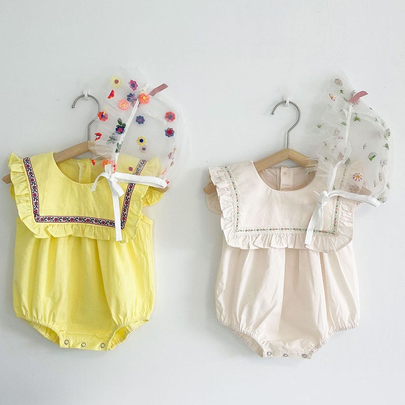 Korean Style Sleeveless Cotton Jumpsuit & Romper for Baby Girls