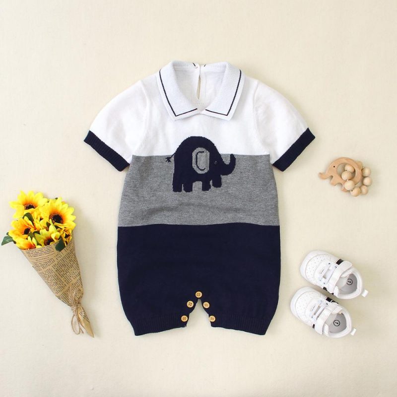 Short Sleeve Knitted New-born Baby Jumpsuits and Romper