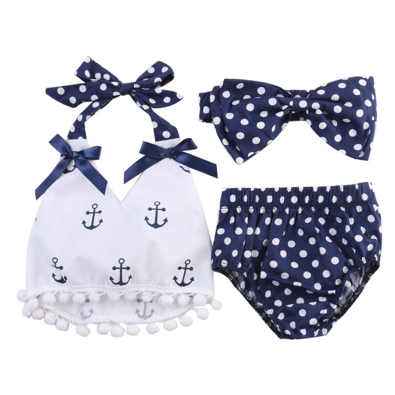 Baby Girls Anchors 3pcs Outfits Set