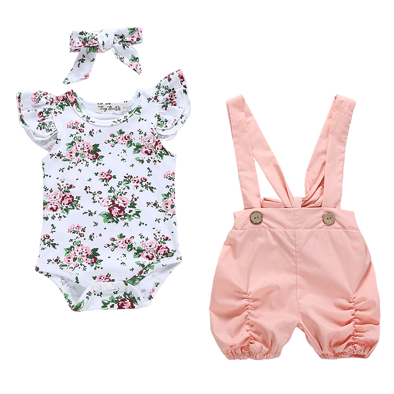 3Pcs Newborn Baby Girl Summer Clothing Set